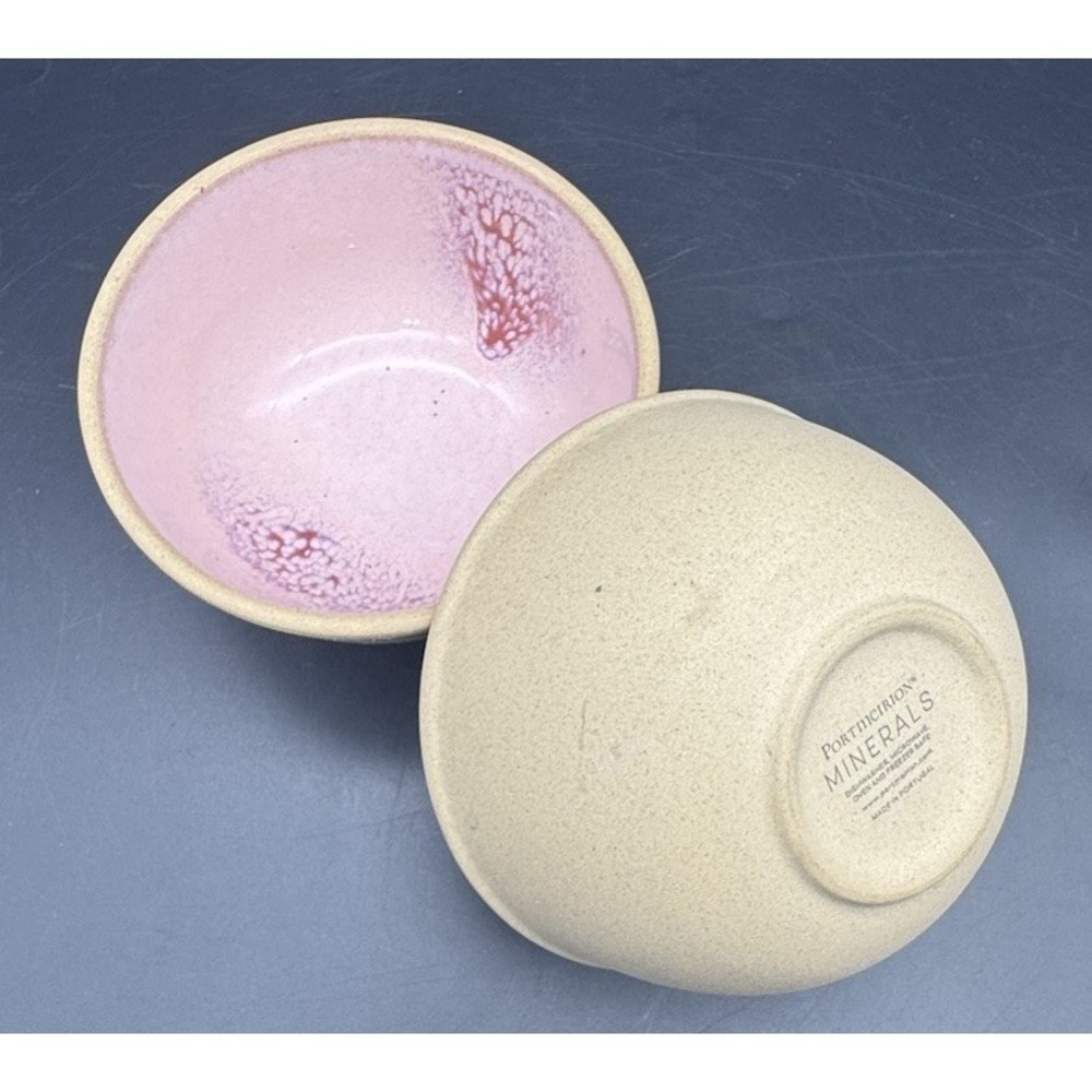 Pair 2 Portmeirion Minerals Pink Stoneware Bowl 4.5" Portugal Reactive Glaze